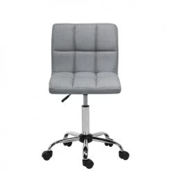 Beliani Chaises De Bureau Chaise à Roulettes En Tissu Gris -Bancs Soldes chaise a roulettes en tissu gris 2
