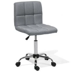 Beliani Chaises De Bureau Chaise à Roulettes En Tissu Gris
