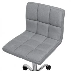 Beliani Chaises De Bureau Chaise à Roulettes En Tissu Gris -Bancs Soldes chaise a roulettes en tissu gris 5