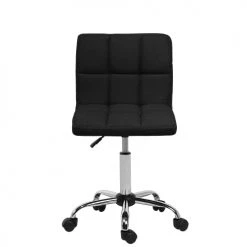 Beliani Chaises De Bureau Chaise à Roulettes En Tissu Noir -Bancs Soldes chaise a roulettes en tissu noir 2