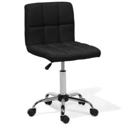 Beliani Chaises De Bureau Chaise à Roulettes En Tissu Noir