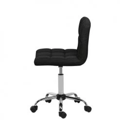 Beliani Chaises De Bureau Chaise à Roulettes En Tissu Noir -Bancs Soldes chaise a roulettes en tissu noir 3