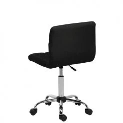 Beliani Chaises De Bureau Chaise à Roulettes En Tissu Noir -Bancs Soldes chaise a roulettes en tissu noir 4