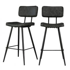 Rendez Vous Déco Chaises Et Tabourets De Bar Chaise Bar Mi-hauteur 65 Cm Cuir Synthétique Gris/noir (x2)