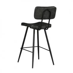 Rendez Vous Déco Chaises Et Tabourets De Bar Chaise Bar Mi-hauteur 65 Cm Cuir Synthétique Gris/noir (x2) -Bancs Soldes chaise bar mi hauteur 65 cm cuir synthetique gris noir x2 4