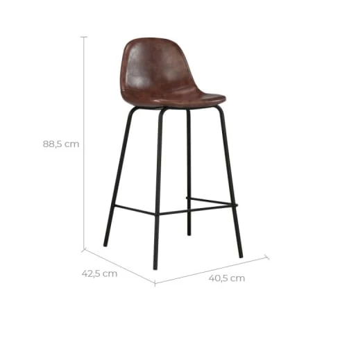 Rendez Vous Déco Chaises Et Tabourets De Bar Chaise Bar Mi-hauteur 65 Cm Cuir Synthétique Marron (x2) 6 Rendez Vous Déco Chaises Et Tabourets De Bar Chaise Bar Mi-hauteur 65 Cm Cuir Synthétique Marron (x2) – Image 4