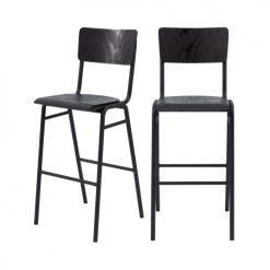 Rendez Vous Déco Chaises Et Tabourets De Bar Chaise De Bar 75 Cm En Bois Noir (lot De 2)