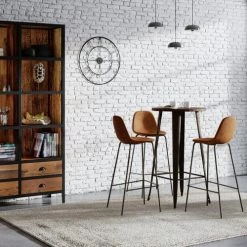 Rendez Vous Déco Chaises Et Tabourets De Bar Chaise De Bar 75 Cm En Cuir Synthétique Camel (lot De 2) -Bancs Soldes chaise de bar 75 cm en cuir synthetique camel lot de 2 3