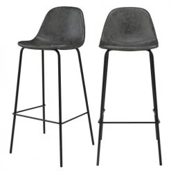 Rendez Vous Déco Chaises Et Tabourets De Bar Chaise De Bar 75 Cm En Cuir Synthétique Gris/noir (lot De 2)
