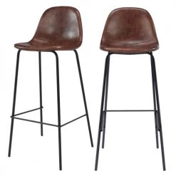 Rendez Vous Déco Chaises Et Tabourets De Bar Chaise De Bar 75 Cm En Cuir Synthétique Marron (lot De 2)
