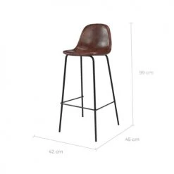 Rendez Vous Déco Chaises Et Tabourets De Bar Chaise De Bar 75 Cm En Cuir Synthétique Marron (lot De 2) -Bancs Soldes chaise de bar 75 cm en cuir synthetique marron lot de 2 3