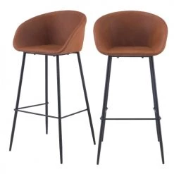 Rendez Vous Déco Chaises Et Tabourets De Bar Chaise De Bar 75 Cm En Cuir Synthétique Marron (lot De 2)
