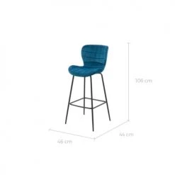 Rendez Vous Déco Chaises Et Tabourets De Bar Chaise De Bar 75 Cm En Velours Bleu (lot De 2) -Bancs Soldes chaise de bar 75 cm en velours bleu lot de 2 2