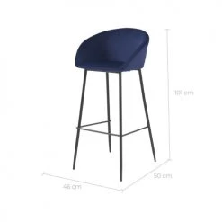 Rendez Vous Déco Chaises Et Tabourets De Bar Chaise De Bar 75 Cm En Velours Bleu (lot De 2) -Bancs Soldes chaise de bar 75 cm en velours bleu lot de 2 8