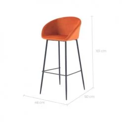 Rendez Vous Déco Chaises Et Tabourets De Bar Chaise De Bar 75 Cm En Velours Orange (lot De 2) -Bancs Soldes chaise de bar 75 cm en velours orange lot de 2 2