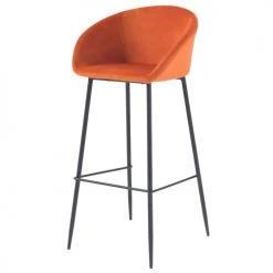 Rendez Vous Déco Chaises Et Tabourets De Bar Chaise De Bar 75 Cm En Velours Orange (lot De 2) -Bancs Soldes chaise de bar 75 cm en velours orange lot de 2 4