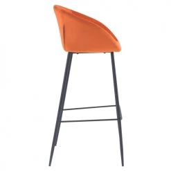 Rendez Vous Déco Chaises Et Tabourets De Bar Chaise De Bar 75 Cm En Velours Orange (lot De 2) -Bancs Soldes chaise de bar 75 cm en velours orange lot de 2 5
