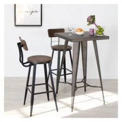 Rendez Vous Déco Chaises Et Tabourets De Bar Chaise De Bar 76 Cm En Bois Et Métal -Bancs Soldes chaise de bar 76 cm en bois et metal 1