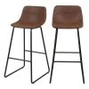 Rendez Vous Déco Chaises Et Tabourets De Bar Chaise De Bar 76 Cm En Cuir Synthétique Marron (lot De 2) -Bancs Soldes chaise de bar 76 cm en cuir synthetique marron lot de 2