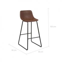 Rendez Vous Déco Chaises Et Tabourets De Bar Chaise De Bar 76 Cm En Cuir Synthétique Marron (lot De 2) -Bancs Soldes chaise de bar 76 cm en cuir synthetique marron lot de 2 2