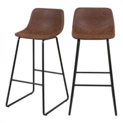 Rendez Vous Déco Chaises Et Tabourets De Bar Chaise De Bar 76 Cm En Cuir Synthétique Marron (lot De 2)