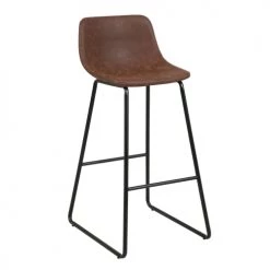 Rendez Vous Déco Chaises Et Tabourets De Bar Chaise De Bar 76 Cm En Cuir Synthétique Marron (lot De 2) -Bancs Soldes chaise de bar 76 cm en cuir synthetique marron lot de 2 3