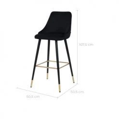 Rendez Vous Déco Chaises Et Tabourets De Bar Chaise De Bar 77.5 Cm En Velours Noir (lot De 2) -Bancs Soldes chaise de bar 77 5 cm en velours noir lot de 2 2