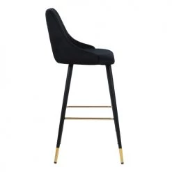 Rendez Vous Déco Chaises Et Tabourets De Bar Chaise De Bar 77.5 Cm En Velours Noir (lot De 2) -Bancs Soldes chaise de bar 77 5 cm en velours noir lot de 2 5