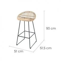 Rendez Vous Déco Chaises Et Tabourets De Bar Chaise De Bar 77 Cm En Rotin Beige (lot De 2) -Bancs Soldes chaise de bar 77 cm en rotin beige lot de 2 3