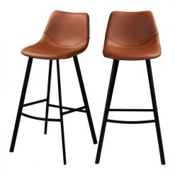 Rendez Vous Déco Chaises Et Tabourets De Bar Chaise De Bar 80 Cm En Cuir Synthétique Marron (lot De 2)