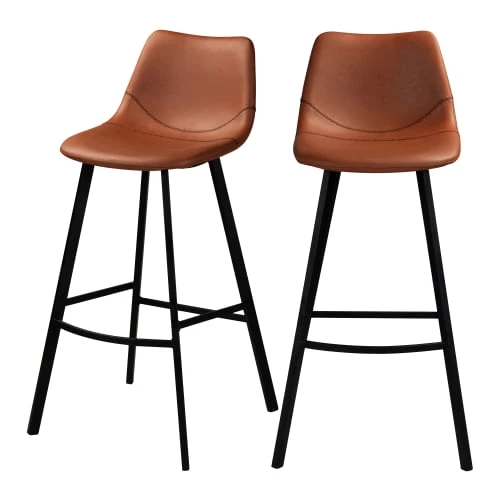 Rendez Vous Déco Chaises Et Tabourets De Bar Chaise De Bar 80 Cm En Cuir Synthétique Marron (lot De 2) 3 Rendez Vous Déco Chaises Et Tabourets De Bar Chaise De Bar 80 Cm En Cuir Synthétique Marron (lot De 2)