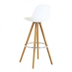 Zago Chaises Et Tabourets De Bar Chaise De Bar Blanche à Coque Piétement Chêne -Bancs Soldes chaise de bar blanche a coque pietement chene 3