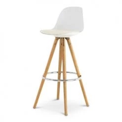 Zago Chaises Et Tabourets De Bar Chaise De Bar Blanche à Coque Piétement Chêne -Bancs Soldes chaise de bar blanche a coque pietement chene 4