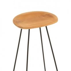 LANADECO Chaises Et Tabourets De Bar Chaise De Bar Bois Et Métal Naturel H77cm -Bancs Soldes chaise de bar bois et metal naturel h77cm 5