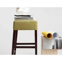 Custom Form Chaises Et Tabourets De Bar Chaise De Bar Bois Et Tissu Jaune H87 -Bancs Soldes chaise de bar bois et tissu jaune h87 4