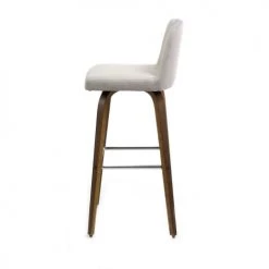 Zago Chaises Et Tabourets De Bar Chaise De Bar Design En Tissu Beige Et Pieds Bois Foncé -Bancs Soldes chaise de bar design en tissu beige et pieds bois fonce 2