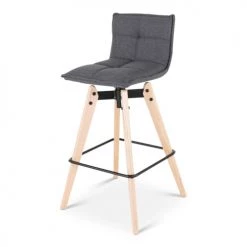 Zago Chaises Et Tabourets De Bar Chaise De Bar Design Grise En Tissu Piétement Chêne -Bancs Soldes chaise de bar design grise en tissu pietement chene 5