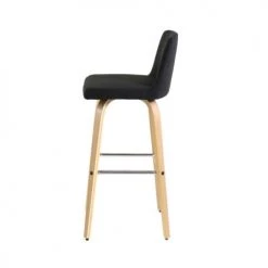 Zago Chaises Et Tabourets De Bar Chaise De Bar Design Tissu Gris Foncé Et Pieds Bois Clair -Bancs Soldes chaise de bar design tissu gris fonce et pieds bois clair 2