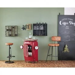 Maisons Du Monde Chaises Et Tabourets De Bar Chaise De Bar En Cuir De Chèvre Marron Et Métal Noir H75 -Bancs Soldes chaise de bar en cuir de chevre marron et metal noir h75 1000 11 29 165710 6