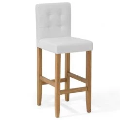 Beliani Chaises Et Tabourets De Bar Chaise De Bar En Cuir PU Blanc Crème