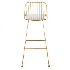 Maisons Du Monde Chaises Et Tabourets De Bar Chaise De Bar En Métal Doré Et Coton Blanc H76 -Bancs Soldes chaise de bar en metal dore et coton blanc h76 1000 10 40 199505 3