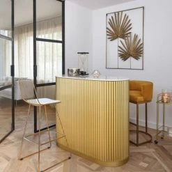 Maisons Du Monde Chaises Et Tabourets De Bar Chaise De Bar En Métal Doré Et Coton Blanc H76 -Bancs Soldes chaise de bar en metal dore et coton blanc h76 1000 10 40 199505 5