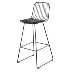 Maisons Du Monde Chaises Et Tabourets De Bar Chaise De Bar En Métal Et Coton Noirs H76 -Bancs Soldes chaise de bar en metal et coton noirs h76 huppy 1000 9 39 199504 1 1