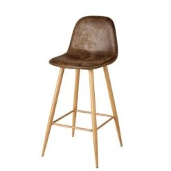 Maisons Du Monde Chaises Et Tabourets De Bar Chaise De Bar En Tissu Gris Anthracite H72 -Bancs Soldes chaise de bar en microsuede marron vieilli clyde 1000 12 6 174789 4