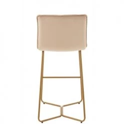 LANADECO Chaises Et Tabourets De Bar Chaise De Bar En Pierre Métal/textile Beige -Bancs Soldes chaise de bar en pierre metal textile beige 5