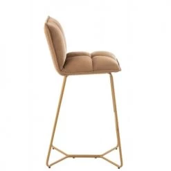 LANADECO Chaises Et Tabourets De Bar Chaise De Bar En Pierre Métal/textile Marron -Bancs Soldes chaise de bar en pierre metal textile marron 2