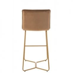 LANADECO Chaises Et Tabourets De Bar Chaise De Bar En Pierre Métal/textile Marron -Bancs Soldes chaise de bar en pierre metal textile marron 3