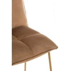 LANADECO Chaises Et Tabourets De Bar Chaise De Bar En Pierre Métal/textile Marron -Bancs Soldes chaise de bar en pierre metal textile marron 5