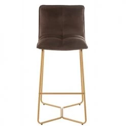 LANADECO Chaises Et Tabourets De Bar Chaise De Bar En Pierre Métal/textile Marron Foncé -Bancs Soldes chaise de bar en pierre metal textile marron fonce 5