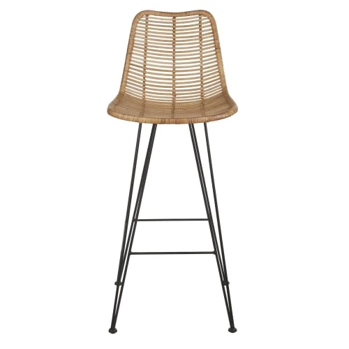 Maisons Du Monde Chaises Et Tabourets De Bar Chaise De Bar En Rotin Et Métal Noir H75 4 Maisons Du Monde Chaises Et Tabourets De Bar Chaise De Bar En Rotin Et Métal Noir H75 – Image 2